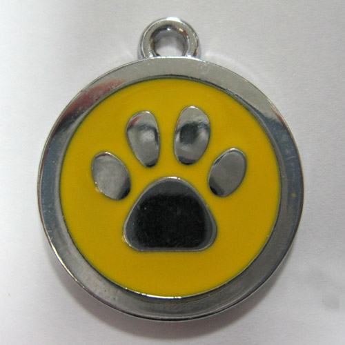 金屬-黃色狗掌形狀寵物牌